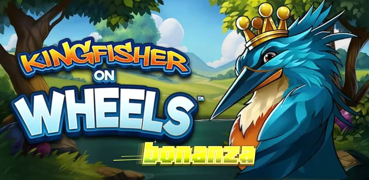 Tampilan visual slot Kingfisher on Wheels dengan tema alam dan roda keberuntungan